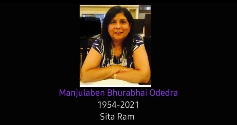 Manjulaben Bhurabhai Odedra passed away